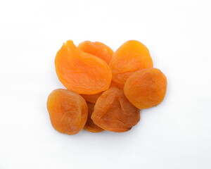 Dried apricots isolated on white background.