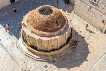 Aerial view of large Onofrio's fountain in Dubrovnik, Croatia