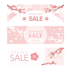上品な桜のバナーセット(横)/ Elegant Japanese Cherry Blossom Banner Set (Horizontal)