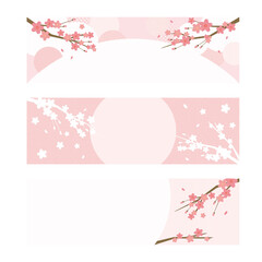上品な桜のバナーセット(横)─文字無し/ Elegant Cherry Blossom Banner Set (Horizontal)─No Text