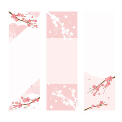 上品な桜のバナーセット(縦)─文字無し/ Elegant Cherry Blossom Banner Set (Vertical)─No Text