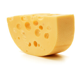 Cheese block isolated on white background cutout..