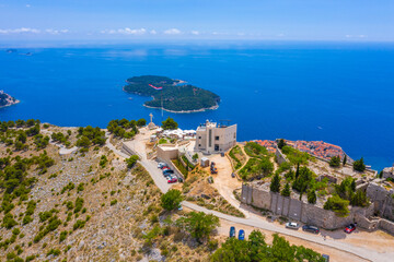Aerial view of Croatian town Dubrovnik and Lokrum island