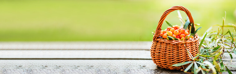 argousier fruit, alternative medicine preparation. Soft focus