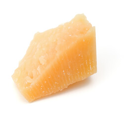 One parmesan cheese shred isolated over white background cutout.