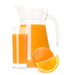 Orange fruit juice in glass jug