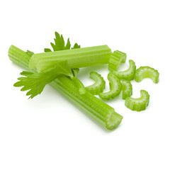 Celery stalk bunch isolated om white background cut out..