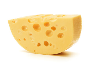 Cheese block isolated over white background cutout.
