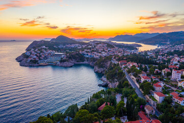 Sunset aerial view of modern part of Dubrovnik, Croatia © dudlajzov