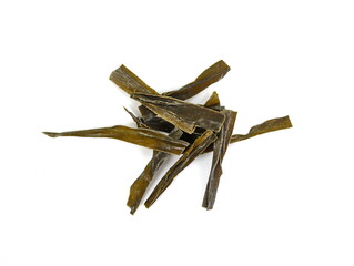  Dried kombu seaweed Japanese dry kelp isolated on white background