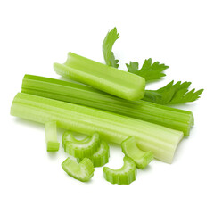 Celery stalk bunch isolated om white background cut out..