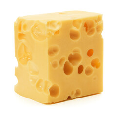 Cheese block isolated over white background cutout.