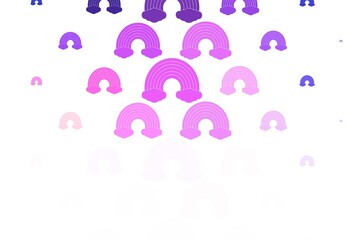 Light Pink, Yellow vector background with rainbow symbols.