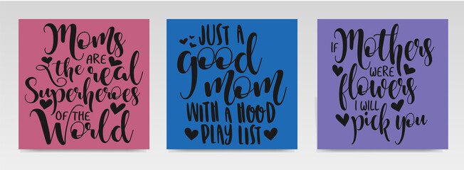 Naklejka premium Mother Day's quotes letter typography set illustration.