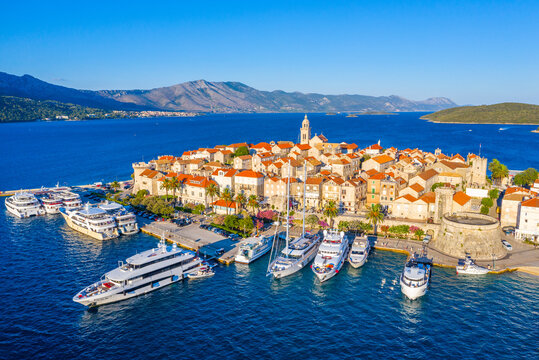 Aerial view of Croatian town Korcula