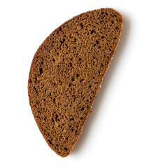 Rye bread slices isolated over white background. Flat lay, top view. .