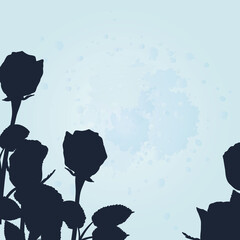 Floral background. Bouquet of roses. Silhouette.