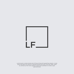 Letter LF Logo design with square frame line business consulting concept