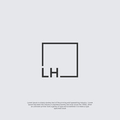 Letter LH Logo design with square frame line business consulting concept