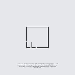 Letter LL Logo design with square frame line business consulting concept