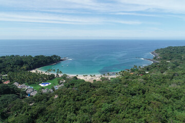 Fototapeta na wymiar Aerial view of the jungle and Pacific Ocean in Mexico