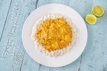 Portion of chicken curry