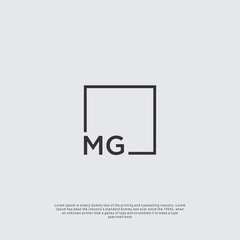 Letter MG Logo design with square frame line business consulting concept
