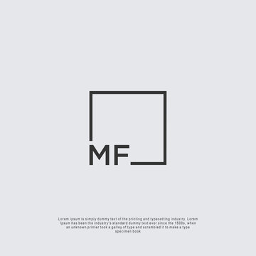 Letter MF Logo design with square frame line business consulting concept