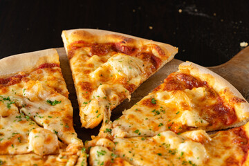 One portion of pizza is served just like that.