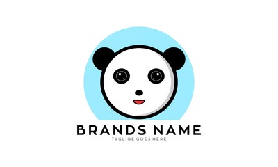 Panda head cute illustration vector logo