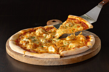 One portion of pizza is served just like that.