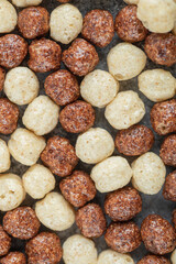 Chocolate corn balls flakes as a background
