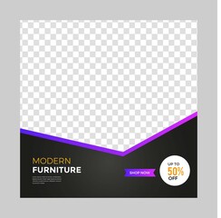 Social media post template for furniture sale. Advertising furniture sales. Offer social media banners for furniture ads. Social media post design template for promotion.