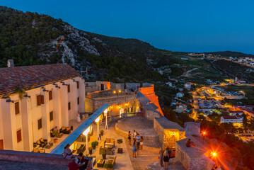 Sunset view of yard of the Spanish fortress in croatian Hvar
