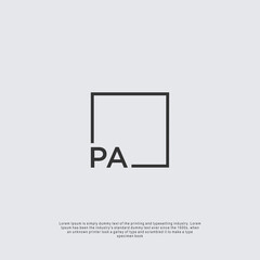 Letter PA Logo design with square frame line business consulting concept