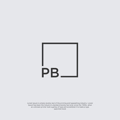 Letter PB Logo design with square frame line business consulting concept