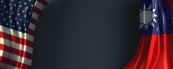 Flag of the U.S. and Taiwan 3D rendering.
Diplomatic concept national flag illustration of both countries.