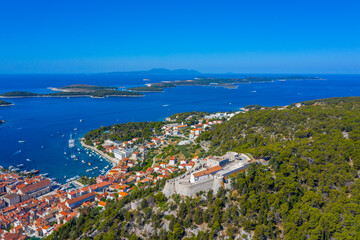 Aerial view of Hvar and Pakleni islands in Croatia