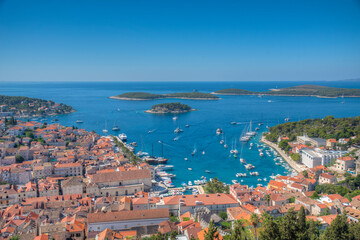 Aerial view of Hvar and Pakleni islands in Croatia