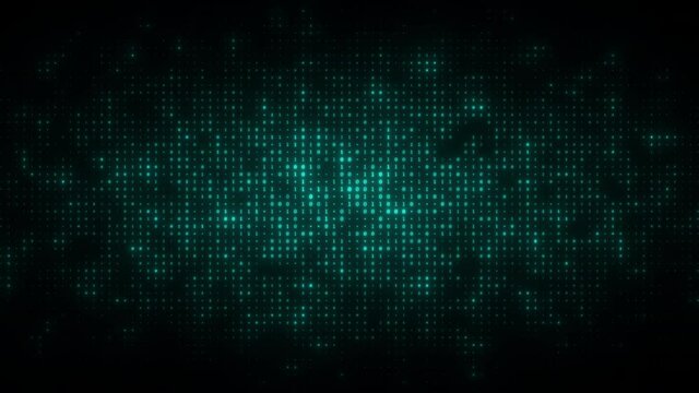 Dynamic animation of flashing binary digits particles pattern. Seamless loop background