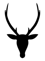 Silhouette of a deer head.  Editable for changing color. Vector EPS. 
