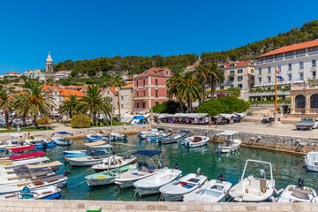 View of the waterfront of Hvar town in Croatia