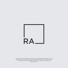 Letter RA Logo design with square frame line business consulting concept