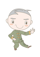 太極拳・ポーズをとるシニア男性