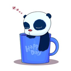 illustration vector graphic lazy panda sleep in a cup,best for illustration story book,t-shirt design etc © yoeyoed413