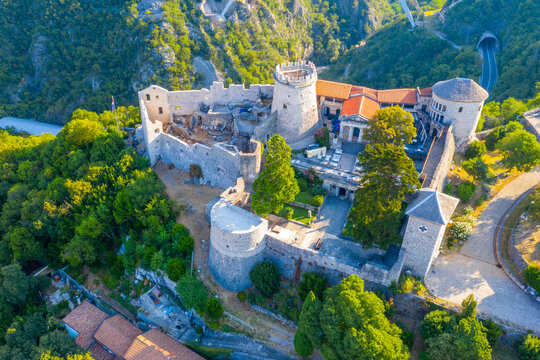 Aerial view of Trsat fortress in Rijeka, Croatia