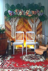 romantic rustic decoration with flowers for weddings, fiancés, ceremonies