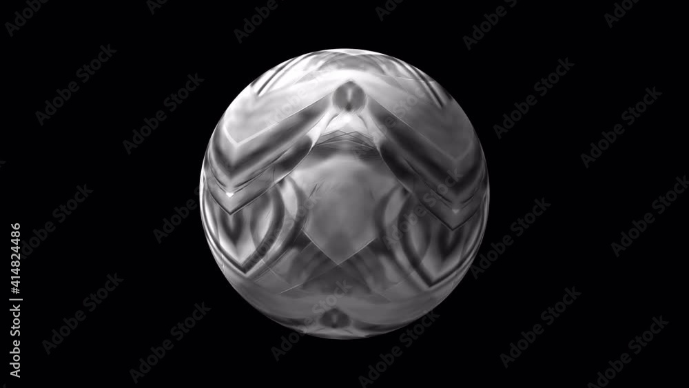 Poster 4k 3d abstract black and white fantasy alien sphere texture morphing and moving isolated alpha chann