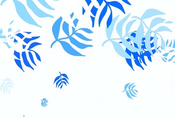 Light BLUE vector natural backdrop with leaves.