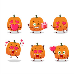 New pumpkin cartoon character with love cute emoticon
